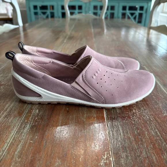 Ecco Biom Light Blush Nubuck Slip-On Flats Comfort Shoe Lightweight 38/7-7.5